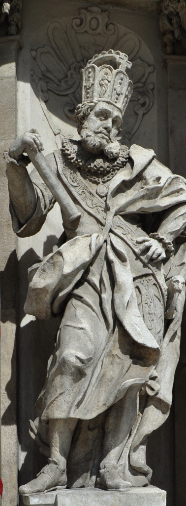 statua barocca di Jobst di Moravia nel Palazzo del Governatore di Brno (Místodržitelský palác), opera dello scultore J.L.Weber, collocata negli anni 1742-1749